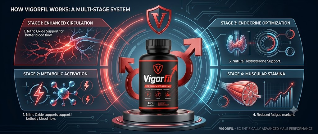 How VigorFil works: enhanced circulation, metabolic activation, endocrine optimization, muscular stamina